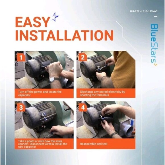 BlueStars Ultra Durable 189-227 uf/MFD 125 VAC Volts Round Start Capacitor 50/60 - Picture 10 of 12